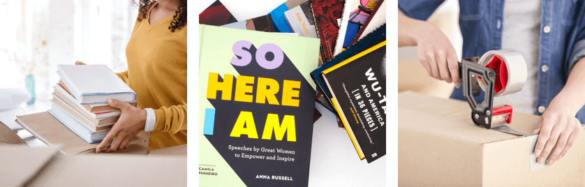 Person packaging books